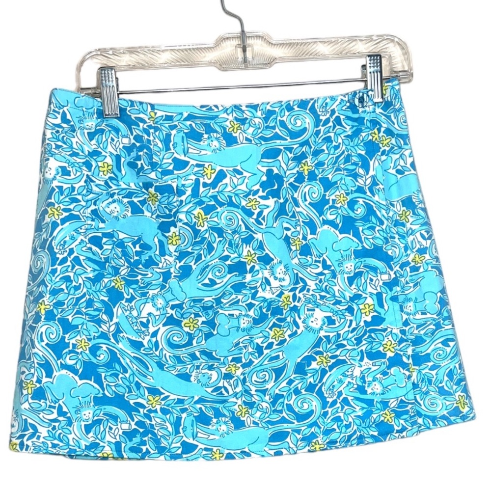 NWT Lilly Pulitzer white label reversible wrap skirt Suzie fountain blue size 4